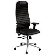 Кресло МЕТТА "ErgoLife" 10 B1-117D, хром, синхромеханизм, 2D-подлокотники, экокожа, черное