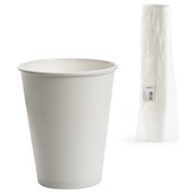 Стакан одноразовый бумажный 300/430 мл, D 90 мм, КОМПЛЕКТ 50 шт., однослойный, белый, холодное/горячее, ФОРМАЦИЯ, HB90-430-0000