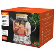 Чайник заварочный 900 мл "Бочонок", жаропрочное стекло, подставка для свечи, сито, DASWERK (ДАСВЕРК), 608646