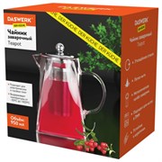 Чайник заварочный 950 мл, жаропрочное стекло, металлическая колба-заварник, DASWERK (ДАСВЕРК), 608647