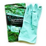 Перчатки МНОГОРАЗОВЫЕ латексные с ароматом АЛОЭ зеленые, хлопчатобумажное напыление, размер 7-8, M (средний), вес 58 г, КП, 139597