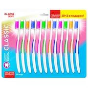 Зубная щетка средней жесткости, КОМПЛЕКТ 12 шт. (10 + 2 в подарок), LAIMA DENT "CLASSIC", 609693