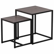 Стол журнальный "Терса", 490х490х560/390х390х460 мм, КОМПЛЕКТ 2 шт., металл/ЛДСП ясень шимо темный