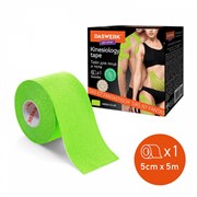 Кинезиотейп / лента для лица и тела, омоложение и восстановление, 5 см х 5 м, зеленый, DASWERK (ДАСВЕРК), 680006