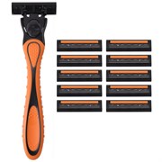 Бритвенный станок многоразовый мужcкой, 3 лезвия, 11 кассет, оранжевый, X-ONE, 700023