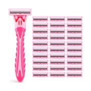 Бритвенный станок многоразовый женский, 3 лезвия, 31 кассета, розовый, X-ONE, 700025