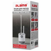 Ершик для унитаза силиконовый (плоский) + щеточка, напольный / настенное крепление, LAIMA, 700561