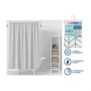 Штора для ванной комнаты PERFECTO LINEA Secret 180x180, с кольцами, векторная графика