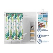 Штора для ванной комнаты PERFECTO LINEA Secret 180x180, с кольцами, райский сад