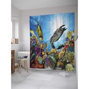 Шторка-занавеска для ванной JoyArty Рыбы и черепаха