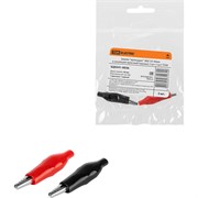 Зажим крокодил TDM ELECTRIC ЗКИ 5А, 46мм, в изоляции, красный/черный