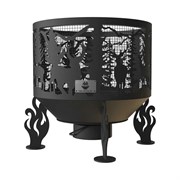 Костровая чаша FIRE-HOUSE олени диаметр 500 мм, с зольником и защитной сварной сеткой