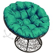 Кресло M-GROUP ПАПАСАН пружинка, с ротангом, черное, зеленая подушка