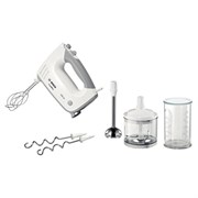 Миксер BOSCH MFQ 36480, 450Вт, 5 скоростей, 6 насадок, стакан, белый, MFQ36480