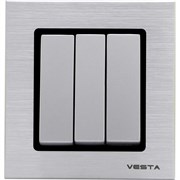 Трехклавишный выключатель Metronex Exclusive Silver Metallic