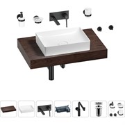 Комплект мебели для ванной комнаты с раковиной Wellsee Genuine Tree