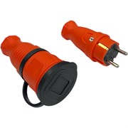 Комплект nvo NVO каучуковая кабельная розетка с заземлением и крышкой 16А IP44 + вилка цвет оранжевый 4301 4302