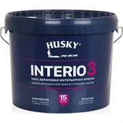 Краска HUSKY INTERIO 3 бархатно-матовая, интерьерная, 9 л 32493