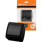 Кнопка звонковая TDM ELECTRIC открытой установки IP44 6А графит "Селигер"