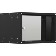Настенный телекоммуникационный шкаф NTSS LIME 6U 550x350x370мм, 2 профиля 19, дверь стеклянная, боковые стенки несъемные, разобранный, черный