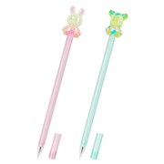 Ручка с акриловым топпером шариковая FUNSTER (ФАНСТЕР) "BEAR&BUNNY", СИНЯЯ, ассорти, пишущий узел 0,7 мм, линия письма 0,35 мм, 144372