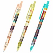 Ручка шариковая автоматическая с принтом FUNSTER (ФАНСТЕР) "CUTE ANIMALS", корпус soft-touch, СИНЯЯ, узел 0,7 мм, линия 0,35 мм, 144402