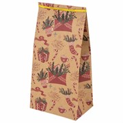 Пакет подарочный КОМПЛЕКТ 10 штук новогодний 12х8х25 см с зажимами, "Паттерн № 2", ЗОЛОТАЯ СКАЗКА, 592123