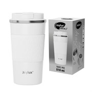 Термокружка 510 мл JOYLUX (ДЖОЙЛЮКС) EVERY DAY, нержавеющая сталь SUS304, силиконовый рукав, белый матовый, 700293