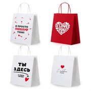 Пакет подарочный (1 штука) 26х13х32 см (L) "Love Story", ассорти, крафт, ЗОЛОТАЯ СКАЗКА, 700821