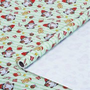 Бумага упаковочная мелованная BIG SIZE новогодняя "Гномики", 0,7х10 м, ЗОЛОТАЯ СКАЗКА, 592195
