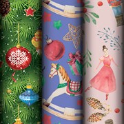 Бумага упаковочная новогодняя НАБОР 3 шт., "X-mas toys", 70х100 см, 3 дизайна, ЗОЛОТАЯ СКАЗКА, 592611
