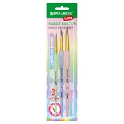 Кисти c силиконовой вставкой ПОНИ набор 3 шт. (круглые №3, 4, 5), блистер, BRAUBERG KIDS, 201096