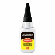 Клей секундный суперклей УЛЬТРАПРОЧНЫЙ, МАКСИМАЛЬНЫЙ ОБЪЕМ, 20 грамм, RABBITEX (РАББИТЕКС), 609803