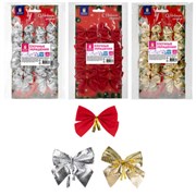 Украшение ёлочное "Бантики", КОМПЛЕКТ 12 шт., 5x5 см, европодвес, 3 цвета ассорти, ЗОЛОТАЯ СКАЗКА, 592153