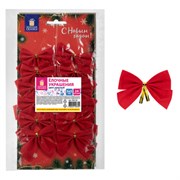 Украшение ёлочное "Бантики", КОМПЛЕКТ 24 шт., 5х5 см, красные, ЗОЛОТАЯ СКАЗКА, 592155