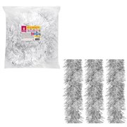 Мишура КОМПЛЕКТ 3 штуки, диаметр 100 мм, длина 2 м, серебристая, 592221