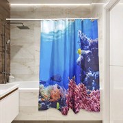 Тканевая штора для ванной Сантис pe-162 (морские обитатели) 90 gsm 180x180 см