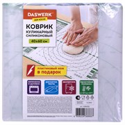 Коврик силиконовый для раскатки/запекания 40х60 см, зеленый, ПОДАРОК пластиковый нож, DASWERK (ДАСВЕРК), 608426