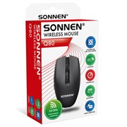 Мышь беспроводная USB, 800/1200/1600 dpi, 5 кнопок + колесо-кнопка, оптическая, SONNEN Q80, черная, 513945