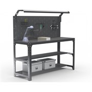 Стол металлический ООО Металекс серия KIT 750х1000х600 мм, 2-е полки мм, перфопанель с комплектом освещения, черный