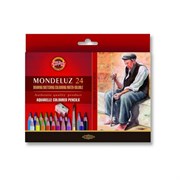 Карандаши цветные акварельные художественные KOH-I-NOOR "Mondeluz", 24 цвета, кисть, точилка, европодвес, 3711/24, 3711024003KZ