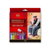 Карандаши цветные акварельные художественные KOH-I-NOOR "Mondeluz", 36 цветов, кисть, точилка, европодвес, 3712/36, 3712036003KZ