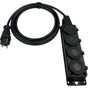 Удлинитель силовой удлинитель iCONNECT COLOR iTOK тип SU с заземлением КГтп-ХЛ 3x2,5 мм 4 гнезда IP54 ГОСТ цвет черный 10 м