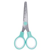 Ножницы BRAUBERG KIDS 130 мм, ручки мятные, закругленные лезвия с линейкой, 274062