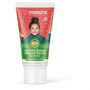 Зубная паста детская 50 г, SYNERGETIC, клубничка и банан, от 3 до 6 лет (красная), 201010