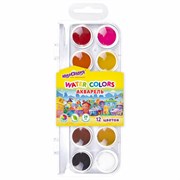 Краски акварельные ЮНЛАНДИЯ "ДОМИКИ", 12 цветов, круглые кюветы 28 мм, пенал, 192630