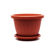 Кашпо ООО КЗНМ сильвер эко с блюдцем d 28, объём 7,2л терракот