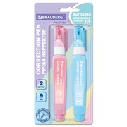 Ручка-корректор 9 мл, ВЫГОДНАЯ УПАКОВКА, КОМПЛЕКТ 2 штуки, BRAUBERG PASTEL, 274233