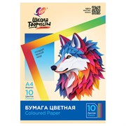 Цветная бумага А4 офсетная, 10 л., 10 цветов, в папке, ЛУЧ "Школа творчества", 210х297 мм, 30С 1789-08