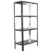 Стеллаж металлический BOOMHOUSE (БУМХАУС) 1200x600x300 мм, 4 полки, нагрузка на стеллаж до 120 кг, серебристый, 291417